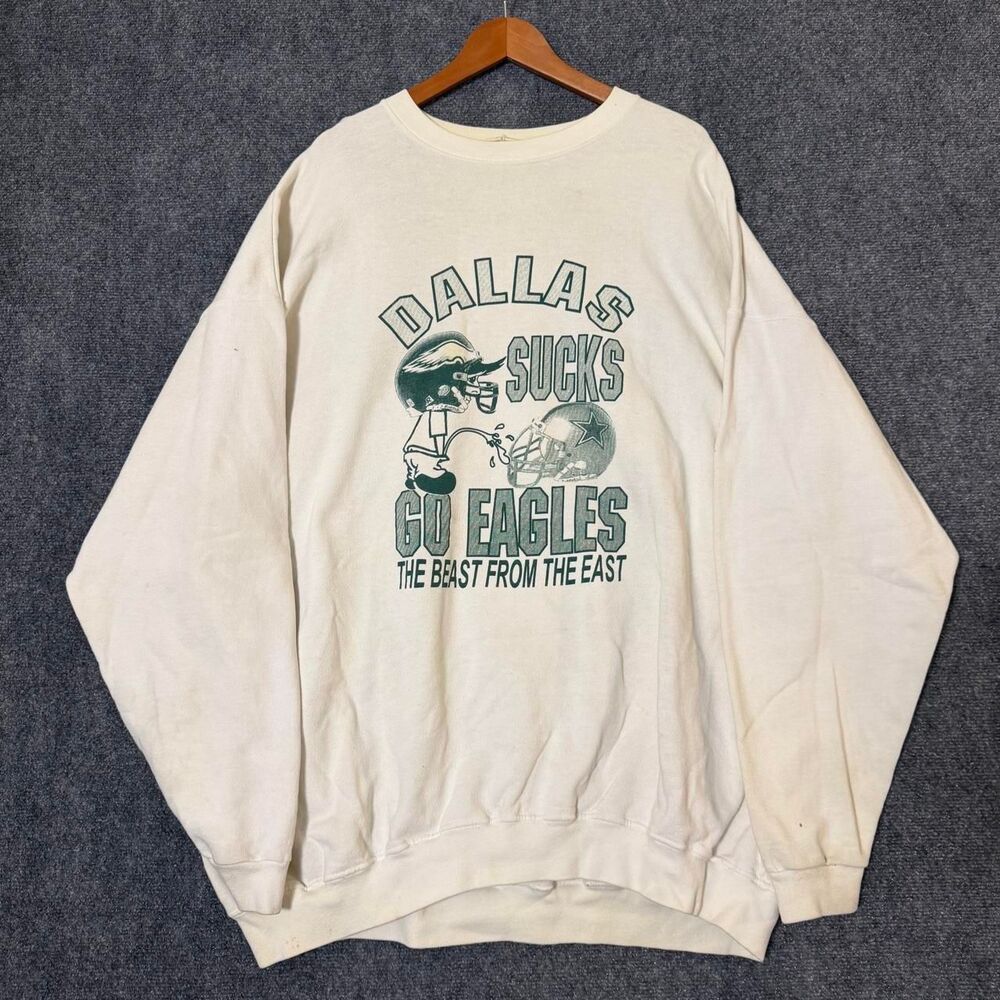 90s Philadelphia Eagles NFL Crewneck Sweatshirt Sz XXXL Dallas Sucks Go Eagles